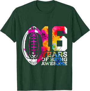 16 Years of Being Awesome Football 16th Birthday T-Shirt - T-Shirt | Forest