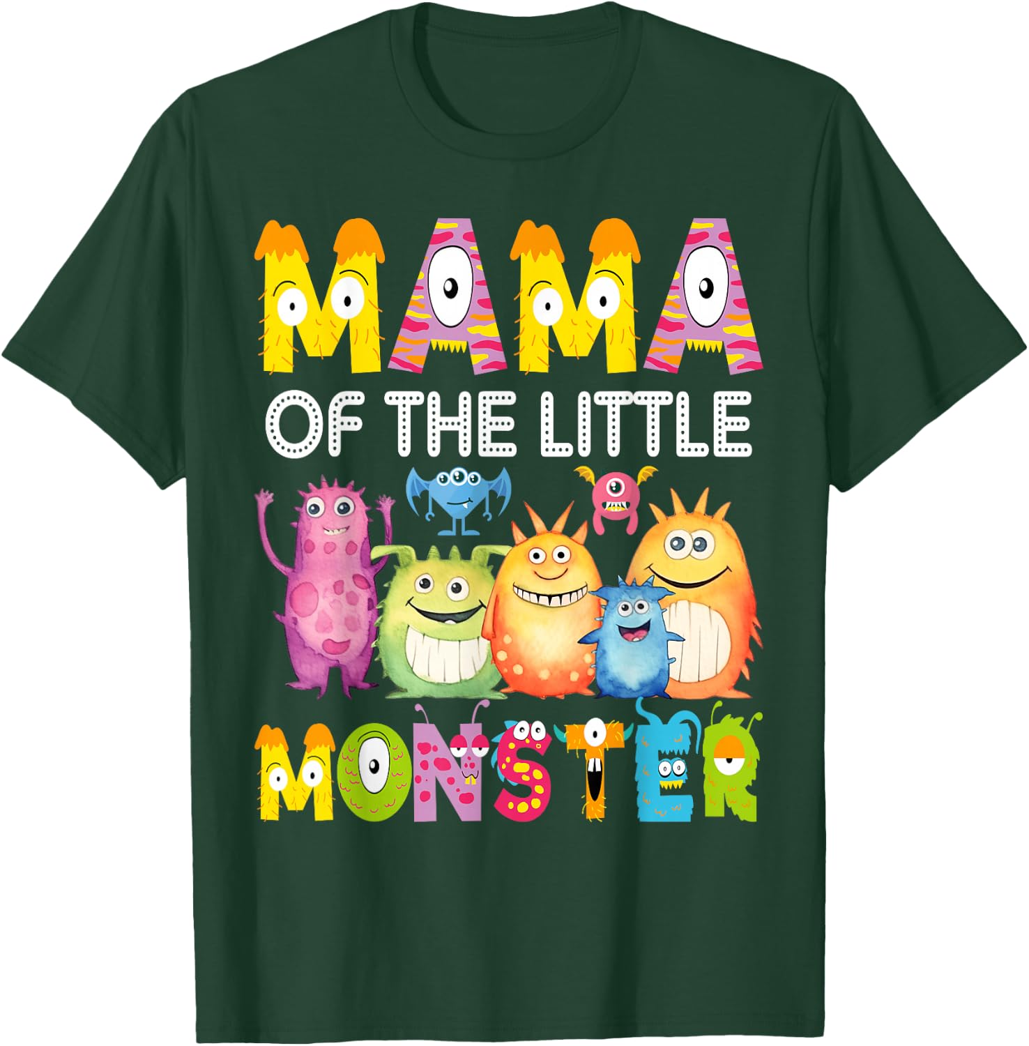 Mama Of The Little Monster 1St Birthday Boy Party T-Shirt - T-Shirt | Forest