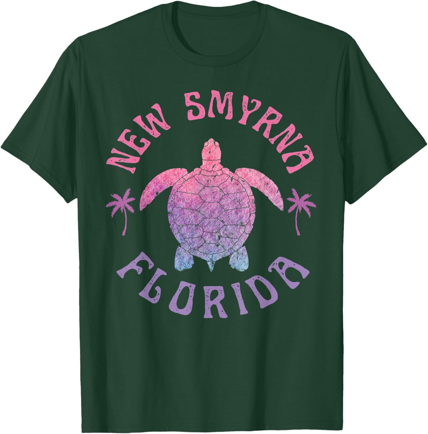 New Smyrna Beach Florida Sea Turtle Summer Vacation Vintage Men Women Kids T-Shirt - T-Shirt | Forest