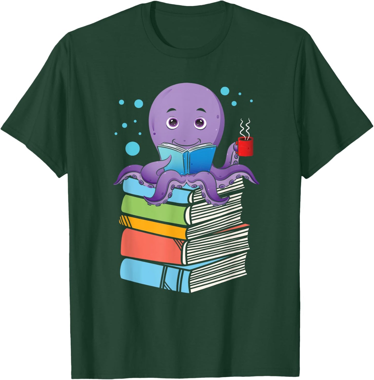 Octopus Lover Book Reader - Bookworm Librarian Sea Animal T-Shirt - T-Shirt | Forest