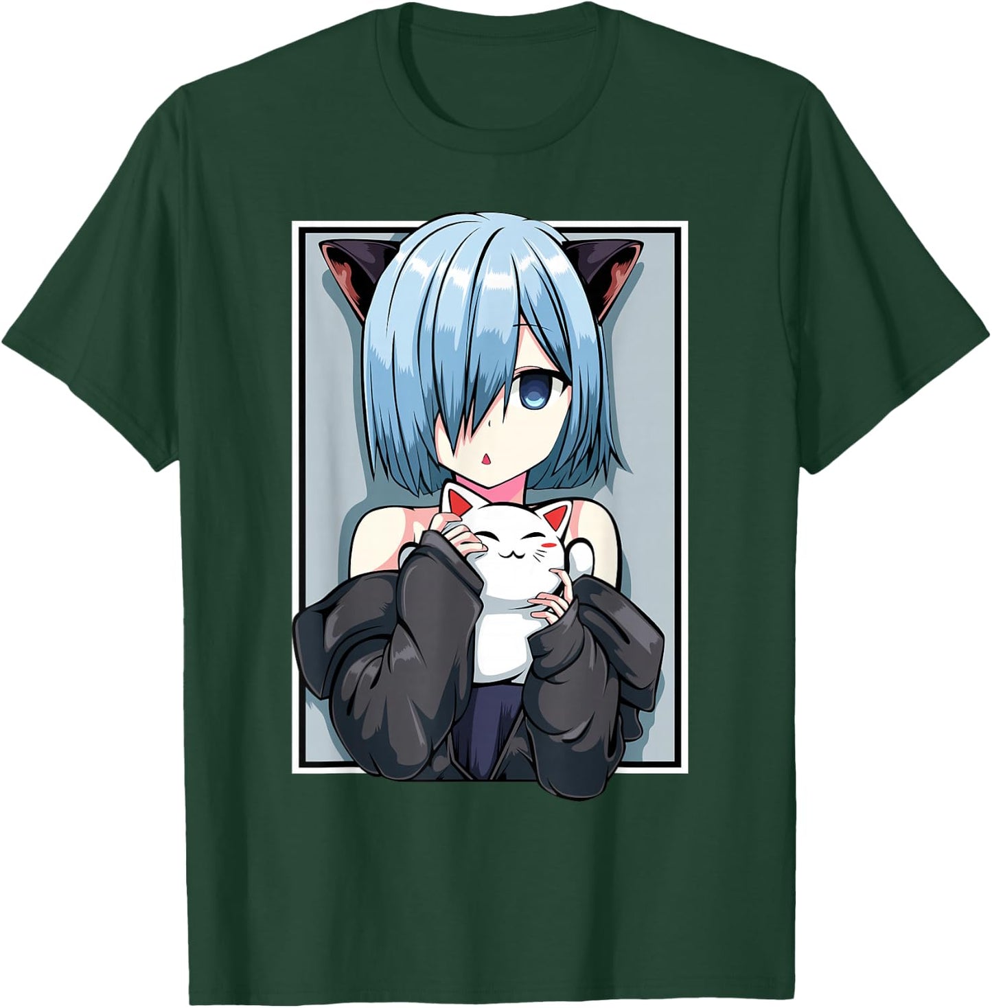 Anime Girl Neko Catgirl Pastel Kawaii Cat Manga Japan Lover T-Shirt - T-Shirt | Forest