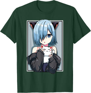 Anime Girl Neko Catgirl Pastel Kawaii Cat Manga Japan Lover T-Shirt - T-Shirt | Forest