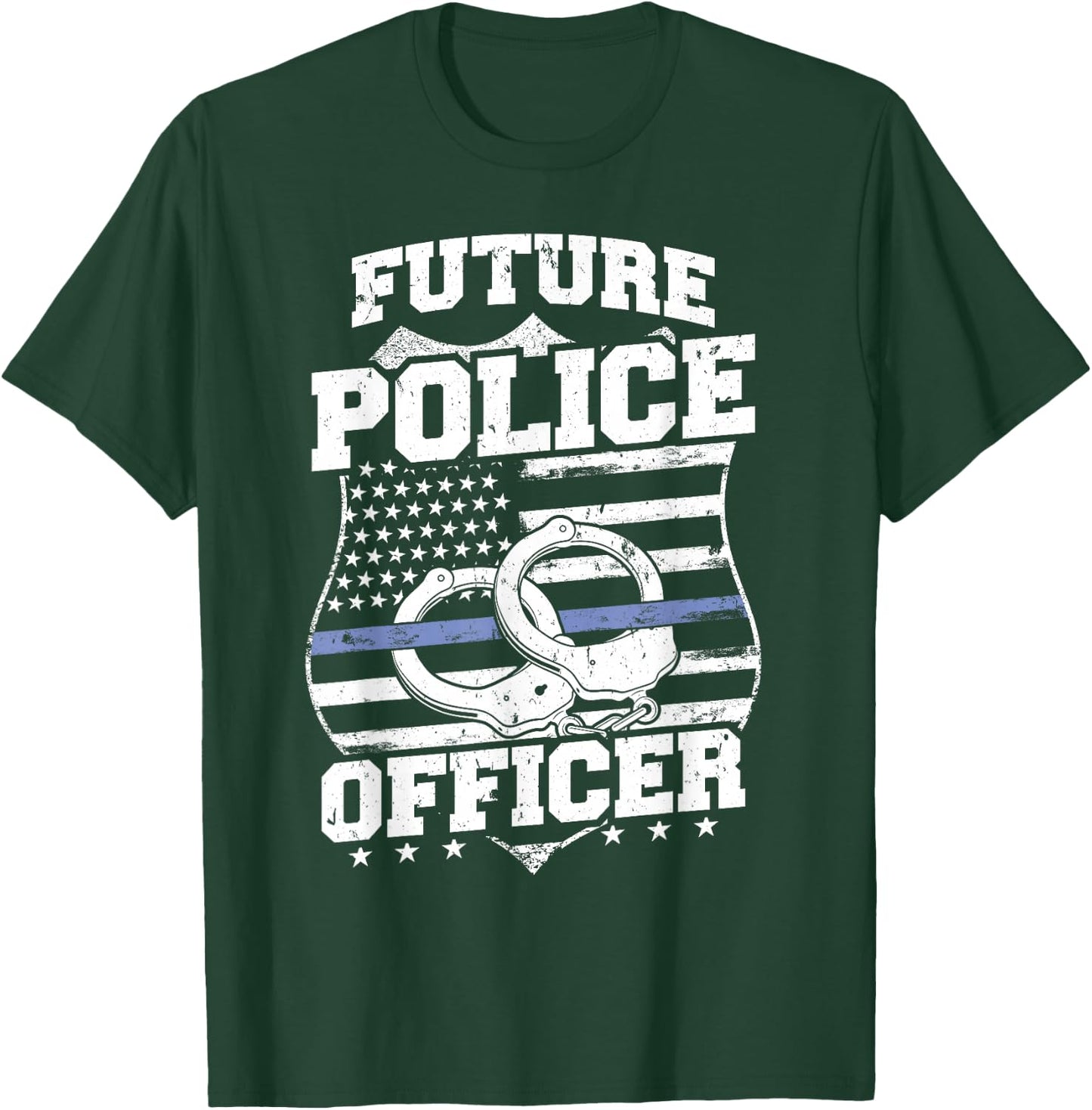 Cop Blue Line Future Police Officer T-Shirt - T-Shirt | Forest