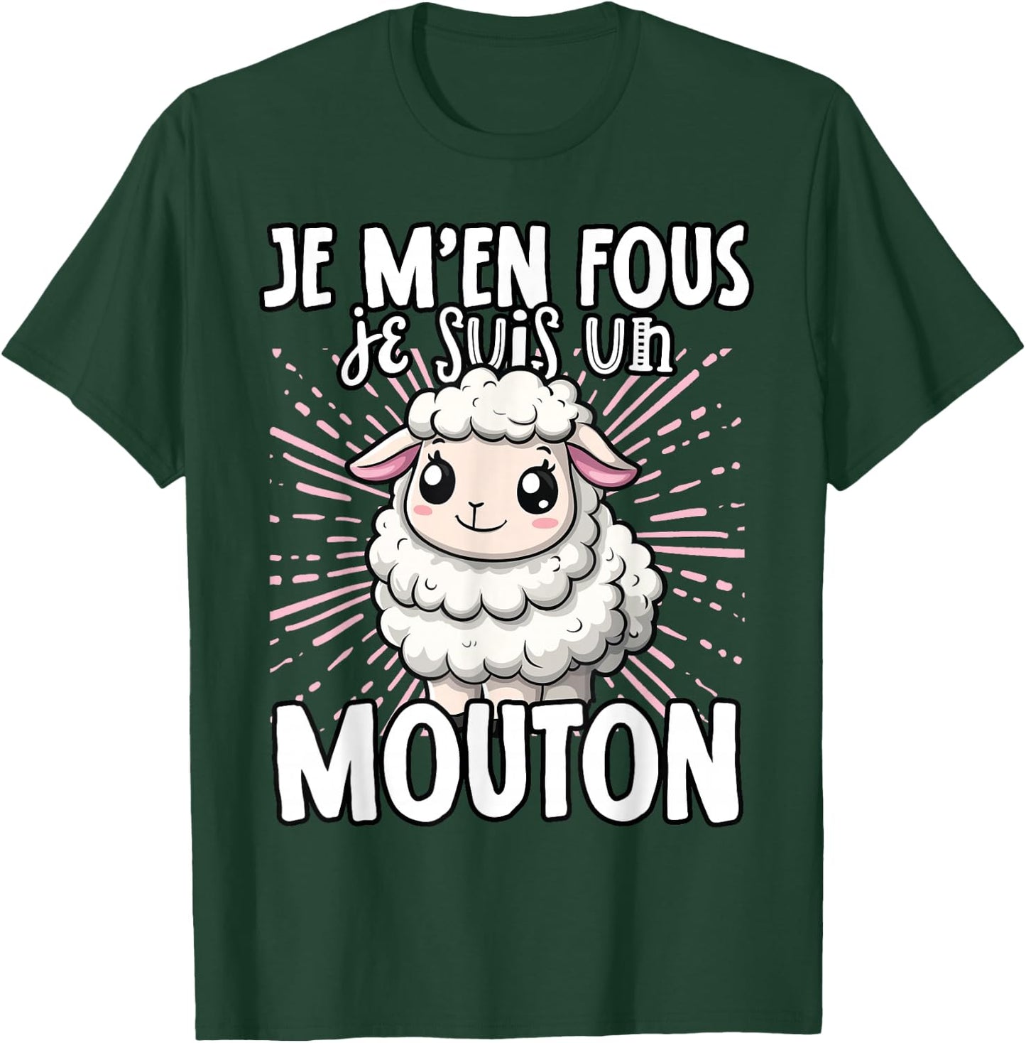 Je M'en Fous Je Suis Un Mouton Mouton Mignon , Black, S T-Shirt - T-Shirt | Forest
