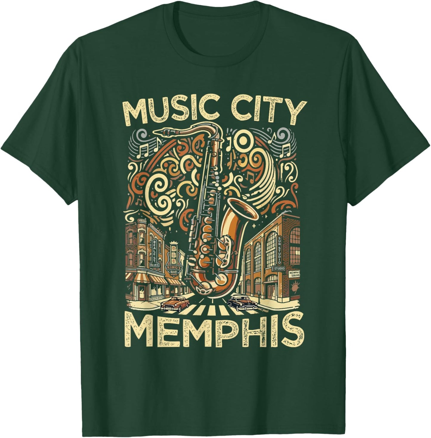 Music City Memphis Souvenir Men Women Tennessee Memphis T-Shirt - T-Shirt | Forest