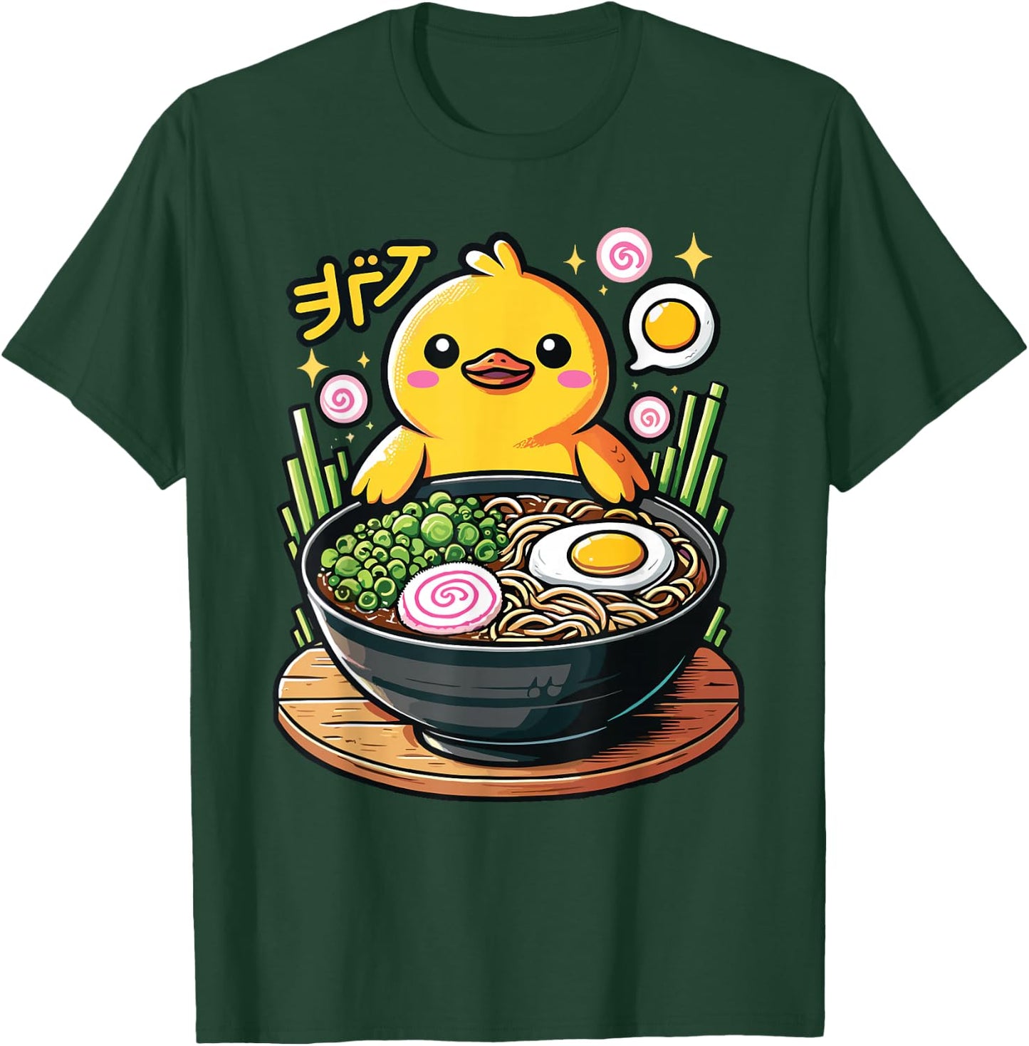 Kawaii Cute Duck Eating Ramen Noodles T-Shirt - T-Shirt | Forest