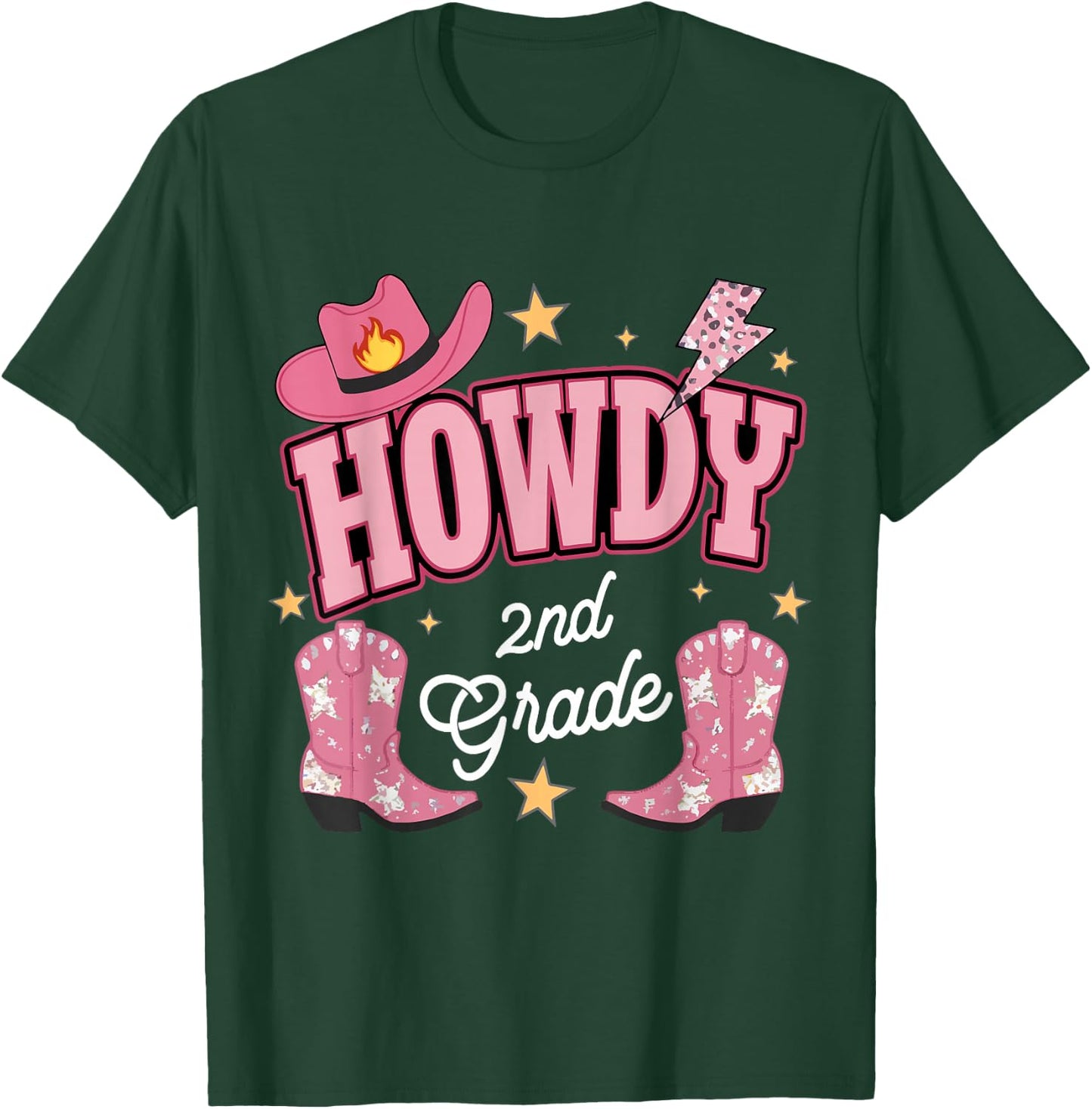 Howdy Second Grade Western 2nd Grade Teacher Cowboy Cowgirl T-Shirt - T-Shirt | Forest