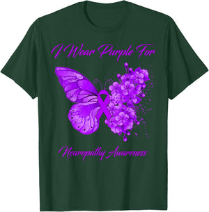 Butterfly I Wear Purple For Neuropathy Awareness T-Shirt - T-Shirt | Forest