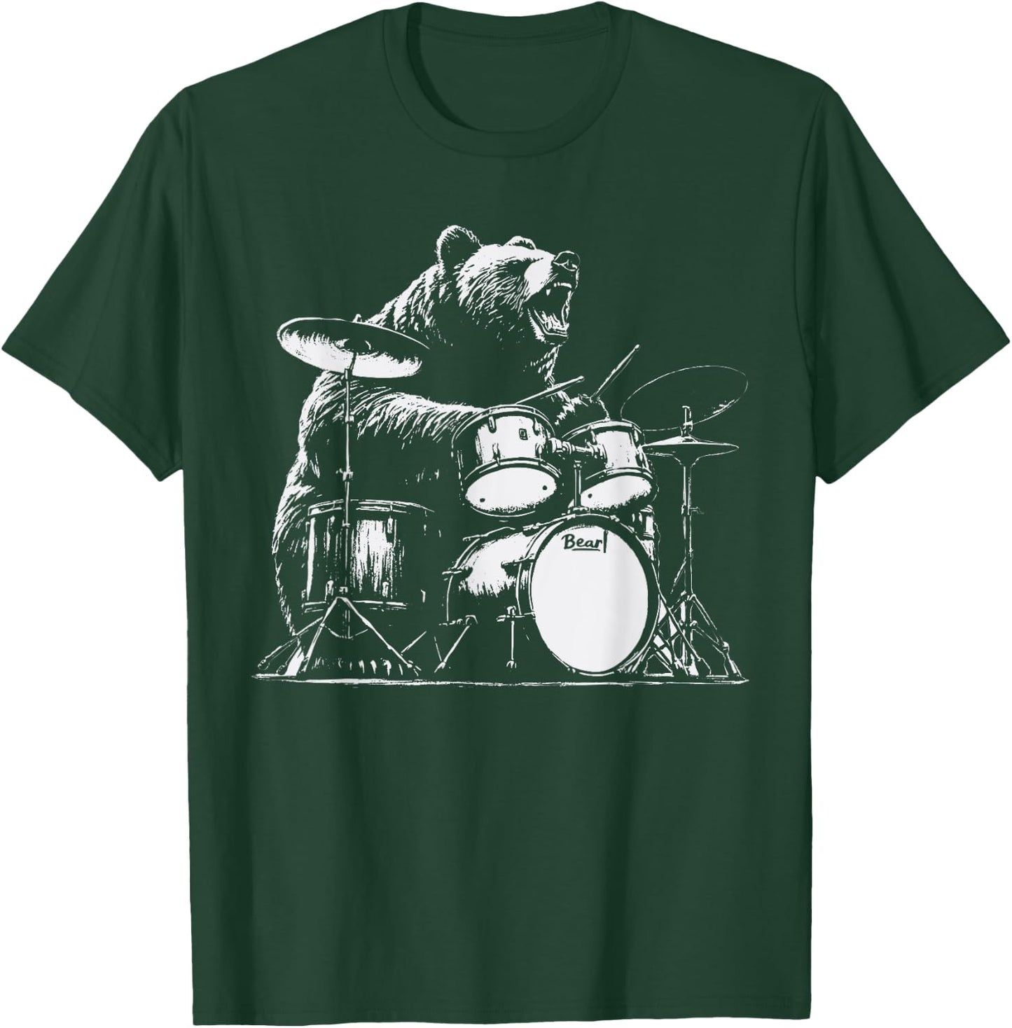 Rock Bear Playing Drums - Funny Drum Bear Music T-Shirt - T-Shirt | Forest