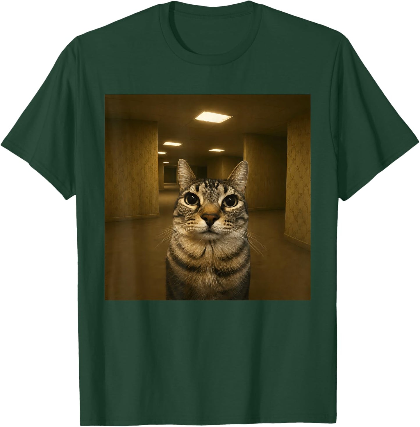 Cat in The Backrooms Liminal Space Funny Meme T-Shirt - T-Shirt | Forest