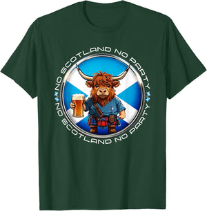 No Scotland No Party Scottish Pride Scotland Highland Cow T-Shirt - T-Shirt | Forest