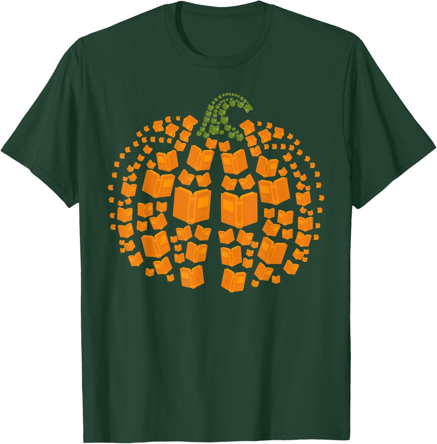 Vintage Book Pumpkin Autumn Fall Librarians Bookworm Teacher T-Shirt - T-Shirt | Forest