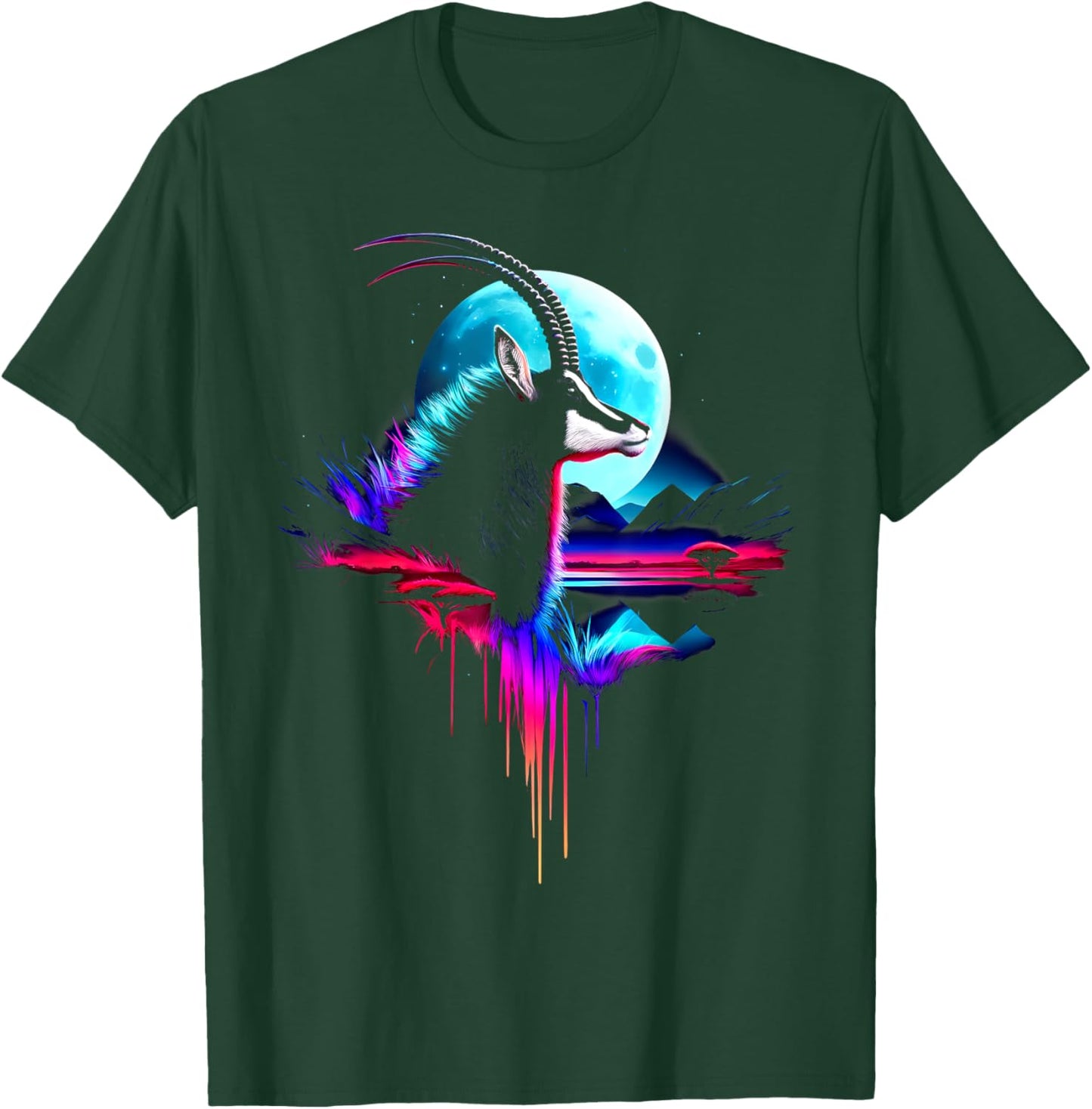 Colorful Sable Antelope Spirit Animal Cool Illustration Art T-Shirt - T-Shirt | Forest