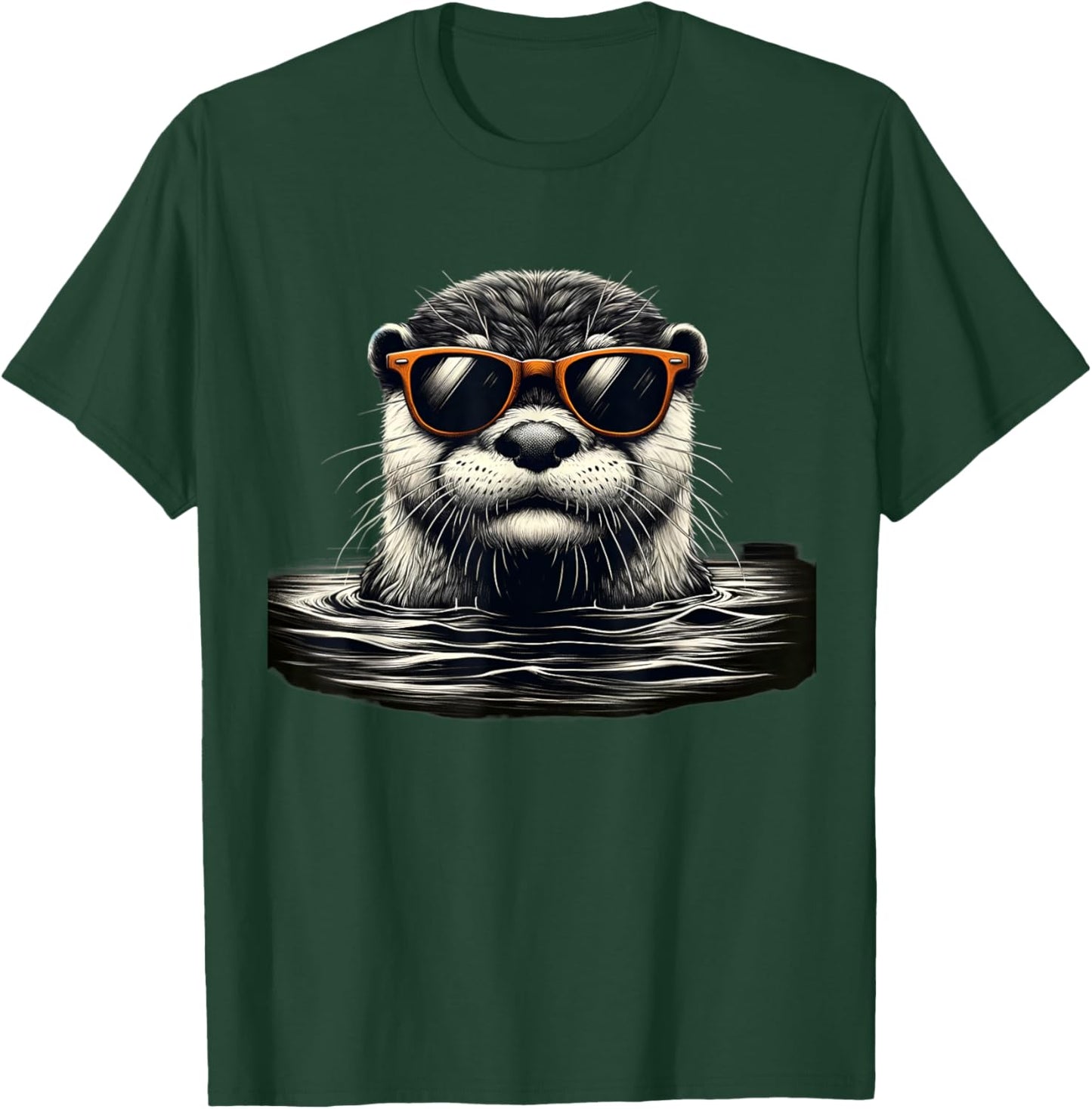 Otter with Sunglasses looking out of water T-Shirt - T-Shirt | Forest