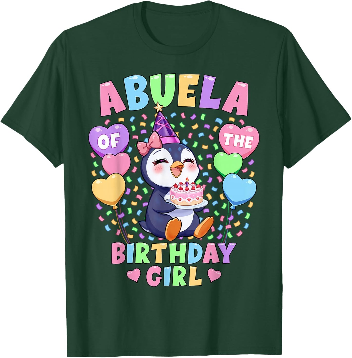 Abuela of The Birthday Girl Shirt | Penguin 1st Birthday T-Shirt - T-Shirt | Forest