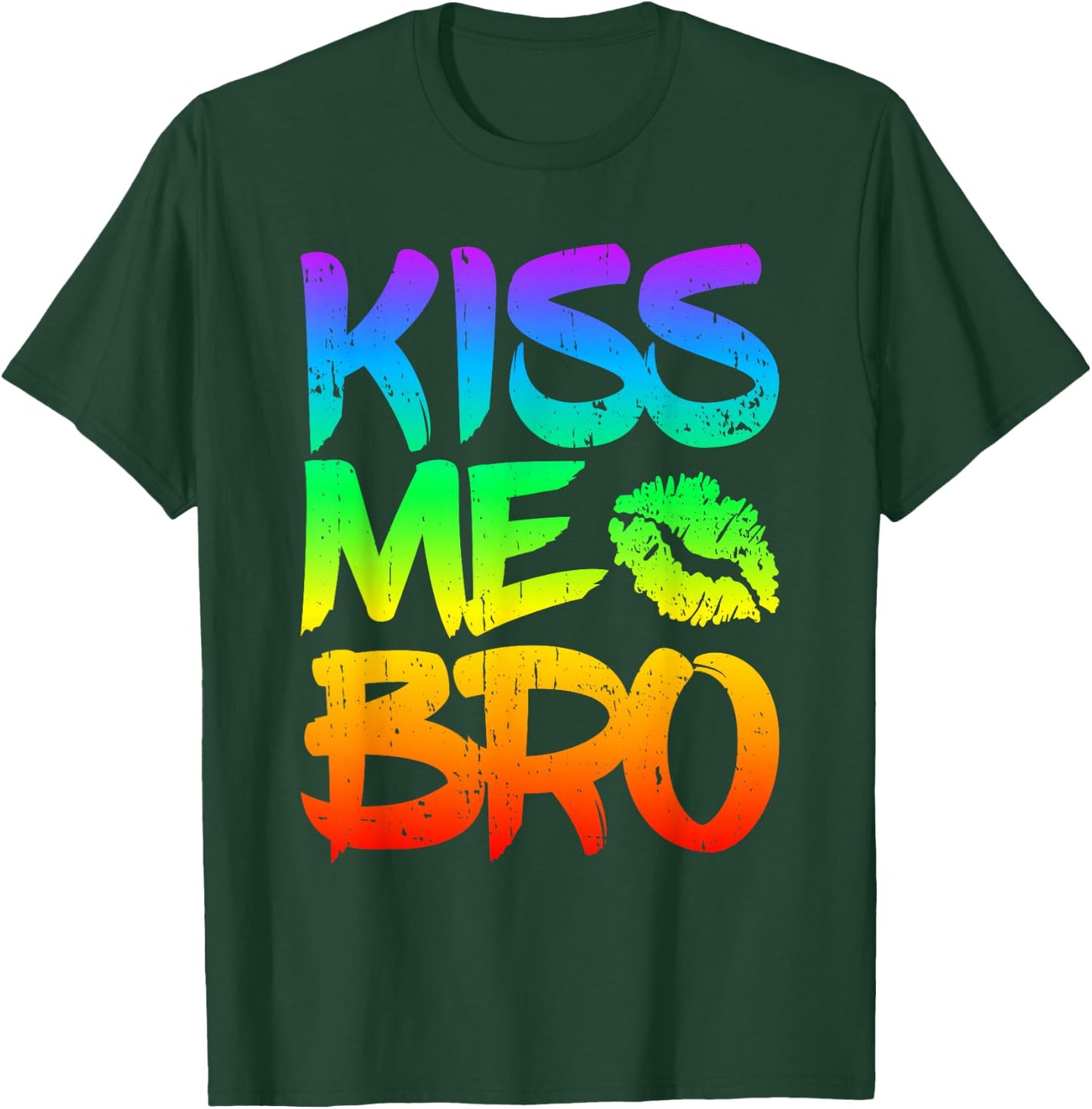 Men's Kiss Me Bro Gay Pride Month LGBT Ghomosexual Rainbow , black T-Shirt - T-Shirt | Forest