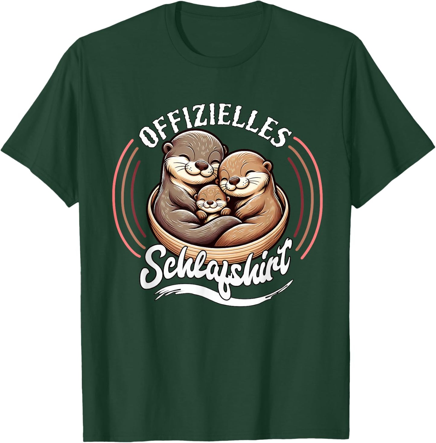 Official Sleep Shirt Otter Family with Child Men's Women's , black T-Shirt - T-Shirt | Forest