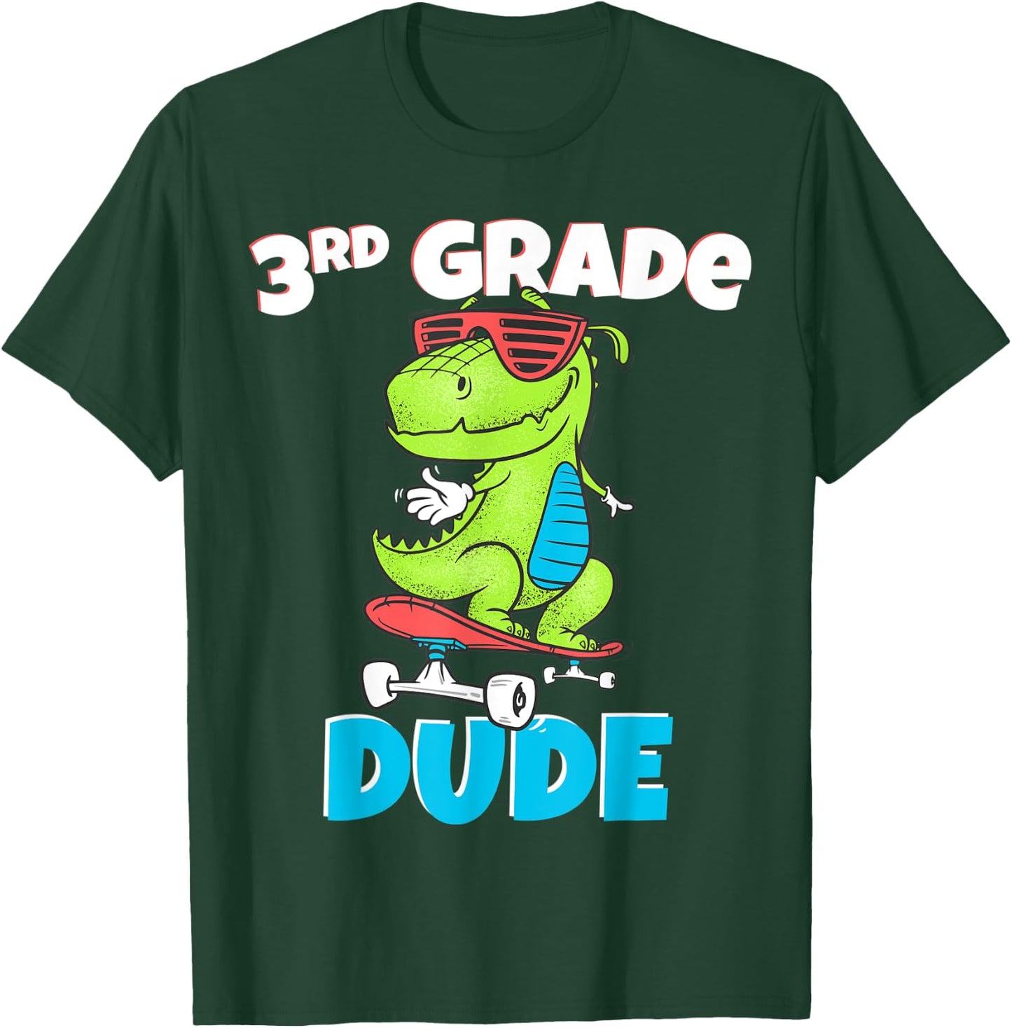 Kids 3rd Grade Dude Shirt Back To School Dinosaur T-Shirt - T-Shirt | Forest