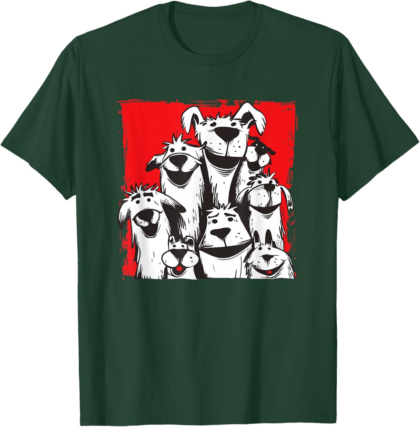 Hundeillustrationen by mischga - Lustige Hunde Gruppe Comic Hundeliebe - Erwachsene & Kinder - Schwarz - Small - Kurzarm - Novelty Cartoon Hundeliebe - Hunde - Alltagslook T-Shirt - T-Shirt | Forest