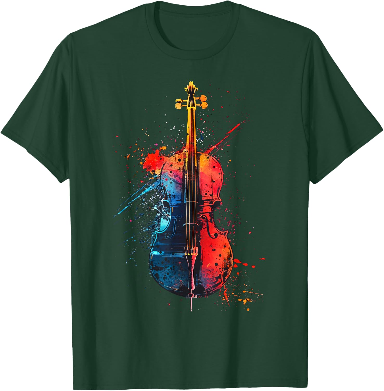 Cello Instrument on Colourful Painted Cello , black T-Shirt - T-Shirt | Forest