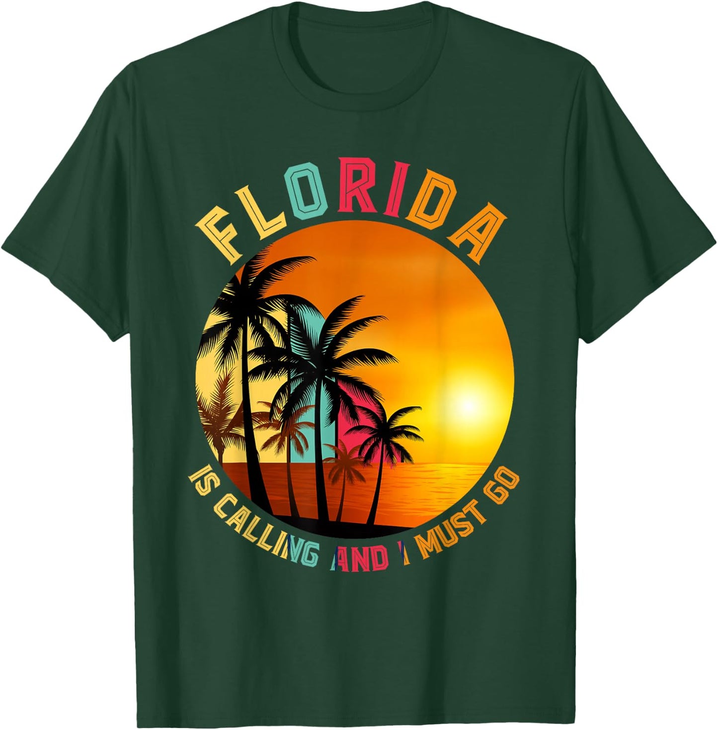Miami Beach Vacationer Palm Trees Summer Holiday Funny Florida T-Shirt - T-Shirt | Forest
