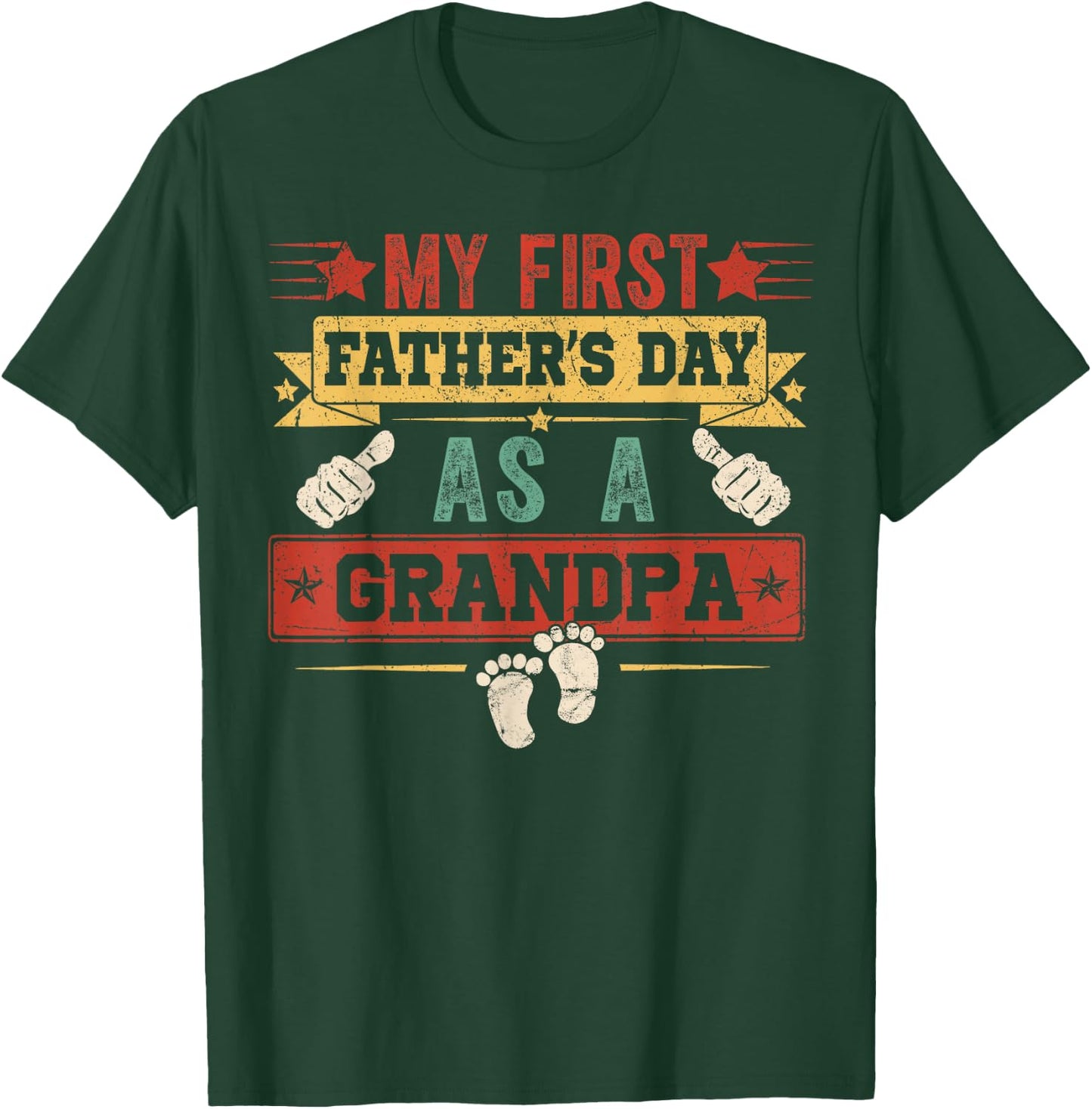 Vintage First Fathers Day As A Grandpa Men Papa T-Shirt - T-Shirt | Forest