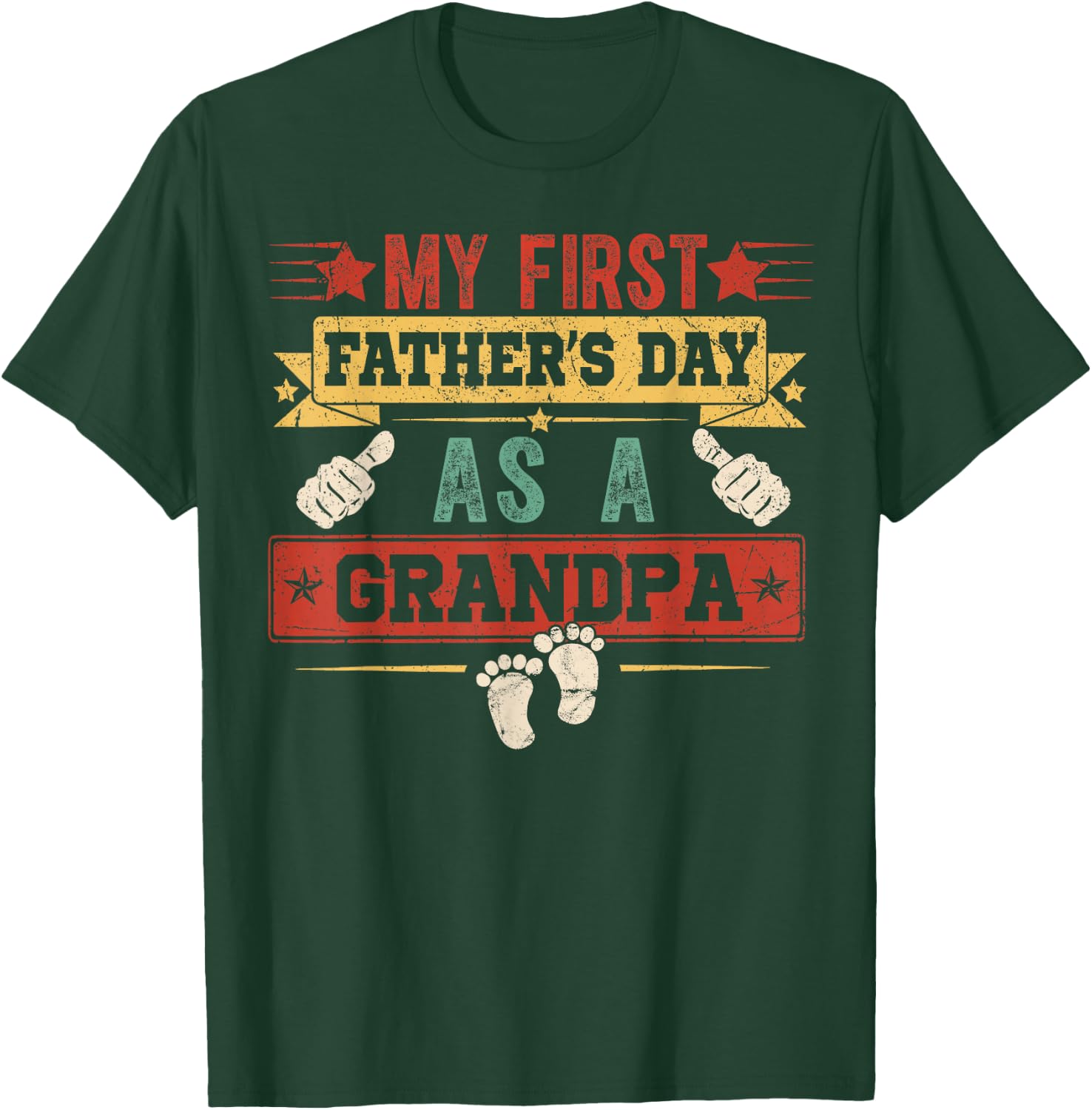 Vintage First Fathers Day As A Grandpa Men Papa T-Shirt - T-Shirt | Forest