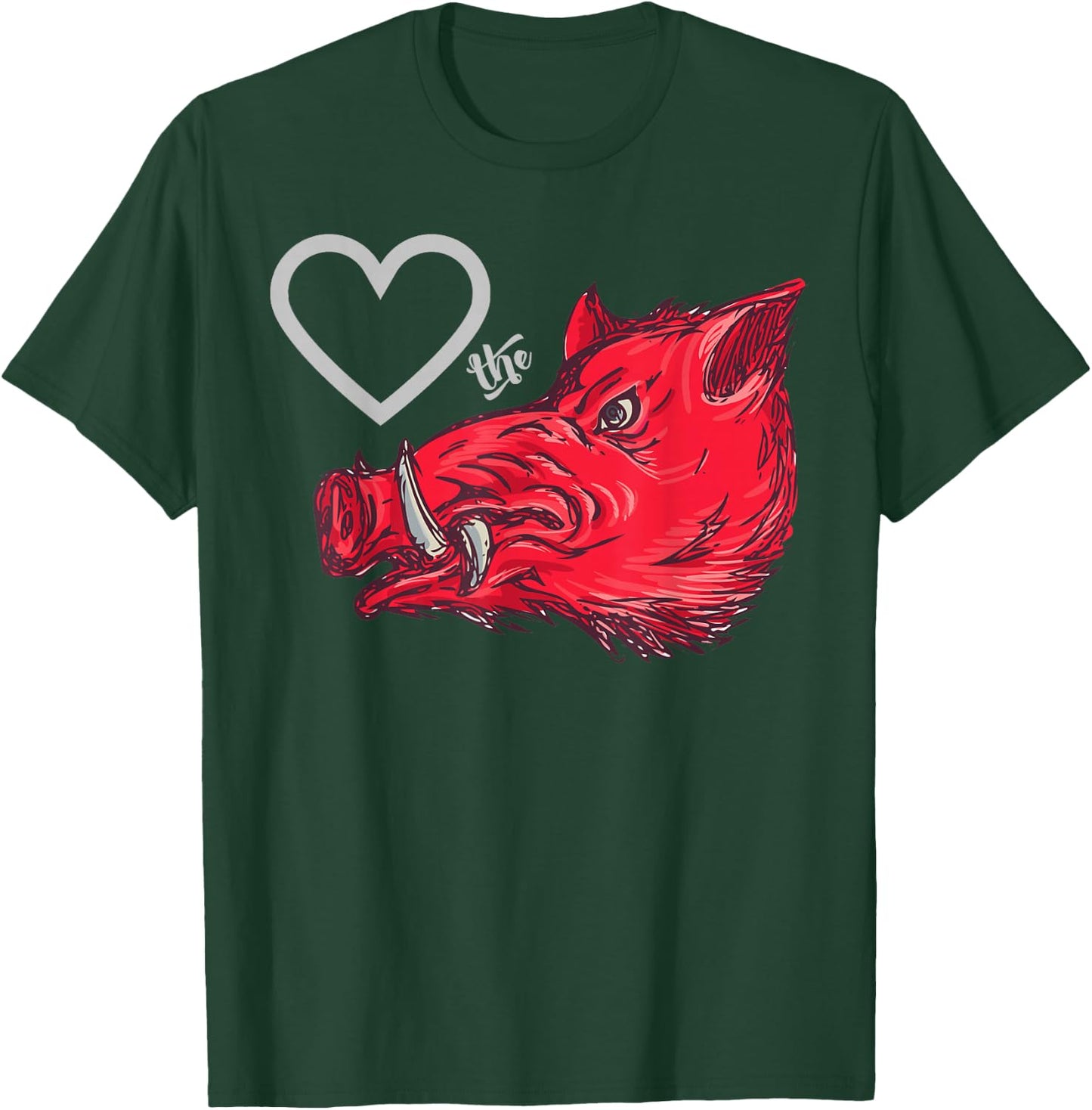 Heart The Boar Graphic Novelty Love The Razorback Design T-Shirt - T-Shirt | Forest