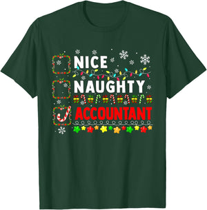Nice Naughty Accountant Christmas Colorful Matching Job Team T-Shirt - T-Shirt | Forest