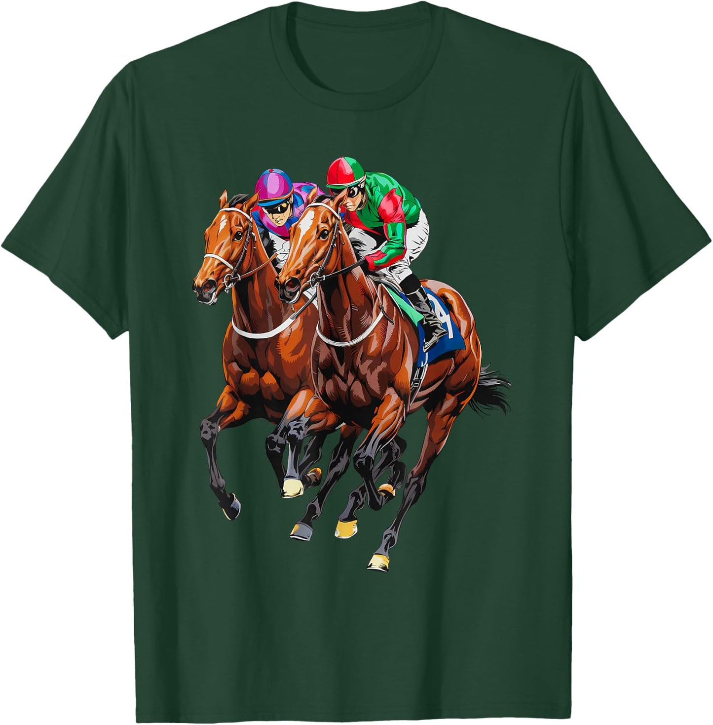 Funny Horse Racing Jockey Racer Derby Rider Race Track T-Shirt - T-Shirt | Forest
