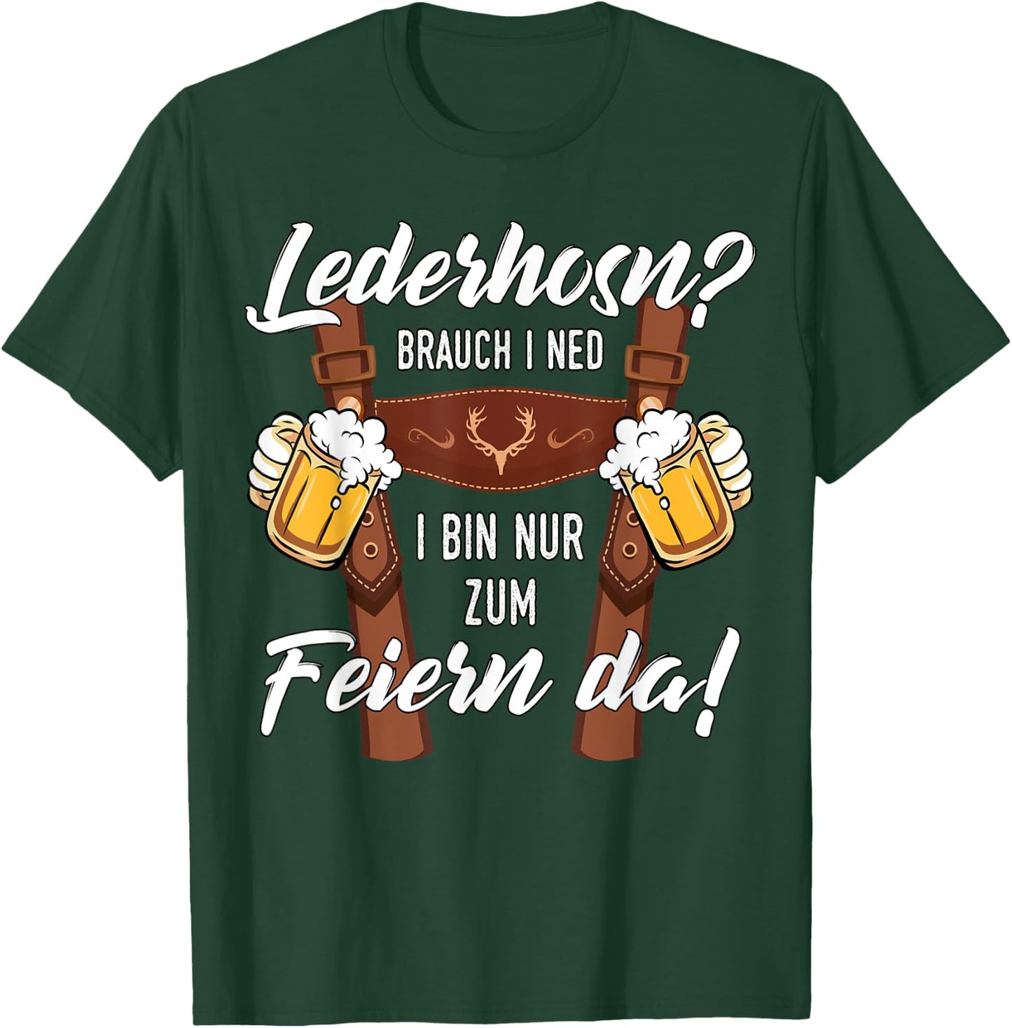 Men's Traditional Costume Suitable for Oktoberfest , black T-Shirt - T-Shirt | Forest