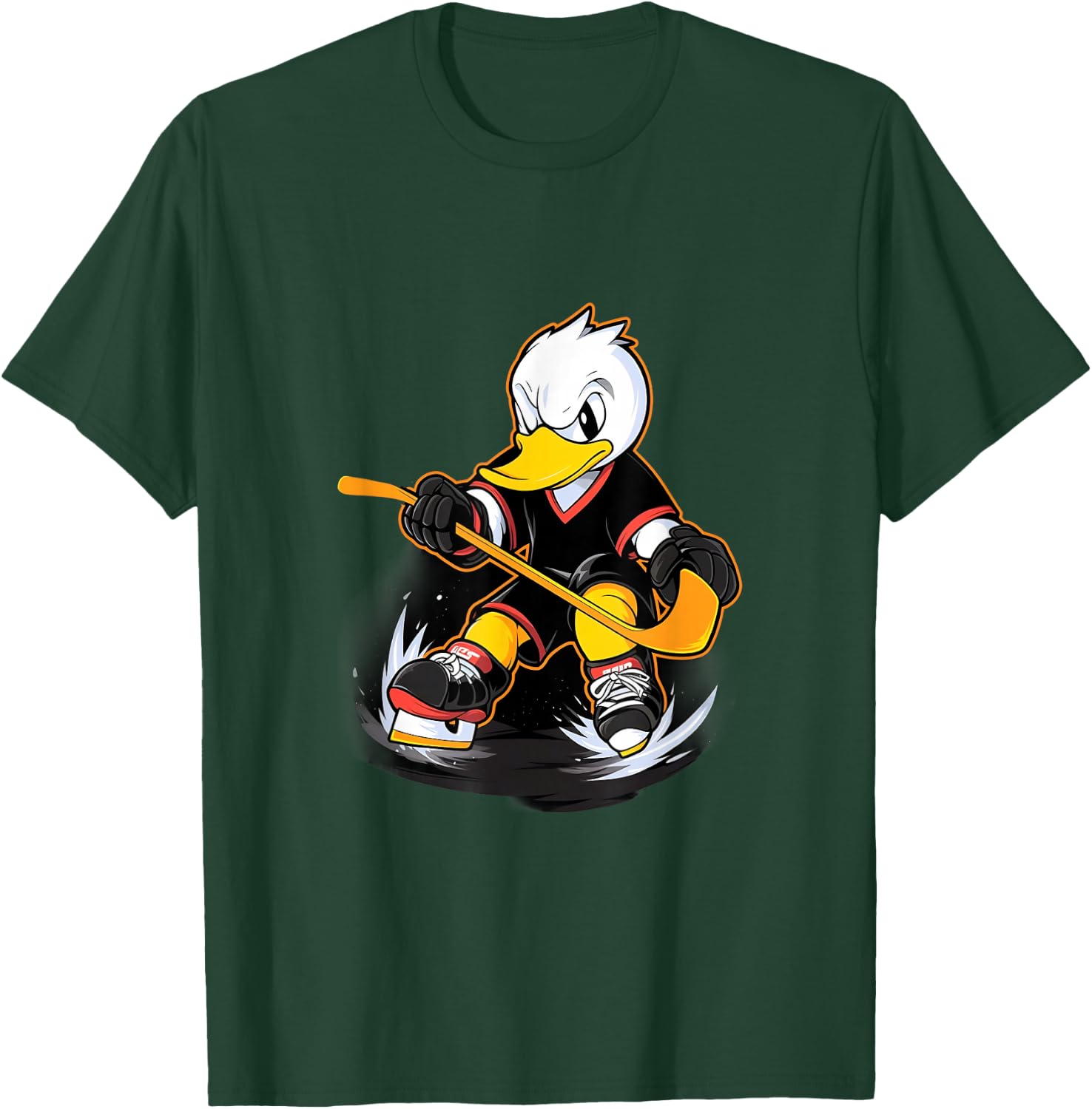 Duck Ice Hockey Player Hockey Stick Goalkeeper T-Shirt - T-Shirt | Forest