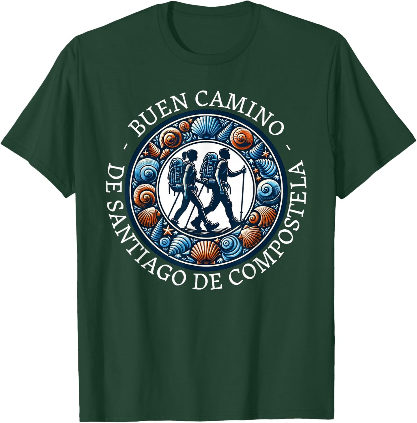 Buen Camino De Santiago de Compostela! Group Hiking Pilgrim , Black, S T-Shirt - T-Shirt | Forest