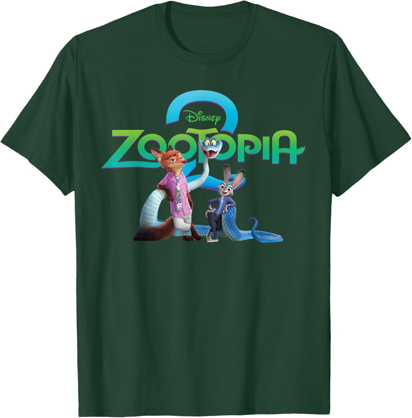 Disney Zootopia 2 Poster Art with Nick Judy Gary & Logo T-Shirt - T-Shirt | Forest