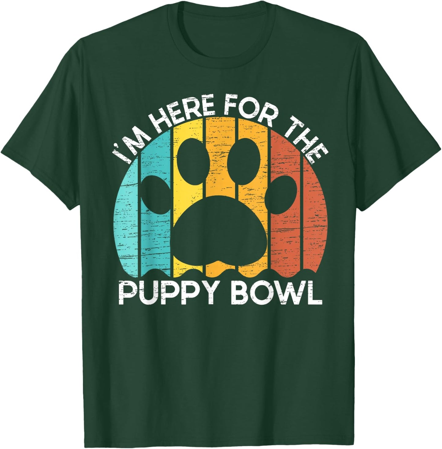 Vintage Funny Dog I'm Here For The Puppy Bowl T-Shirt - T-Shirt | Forest