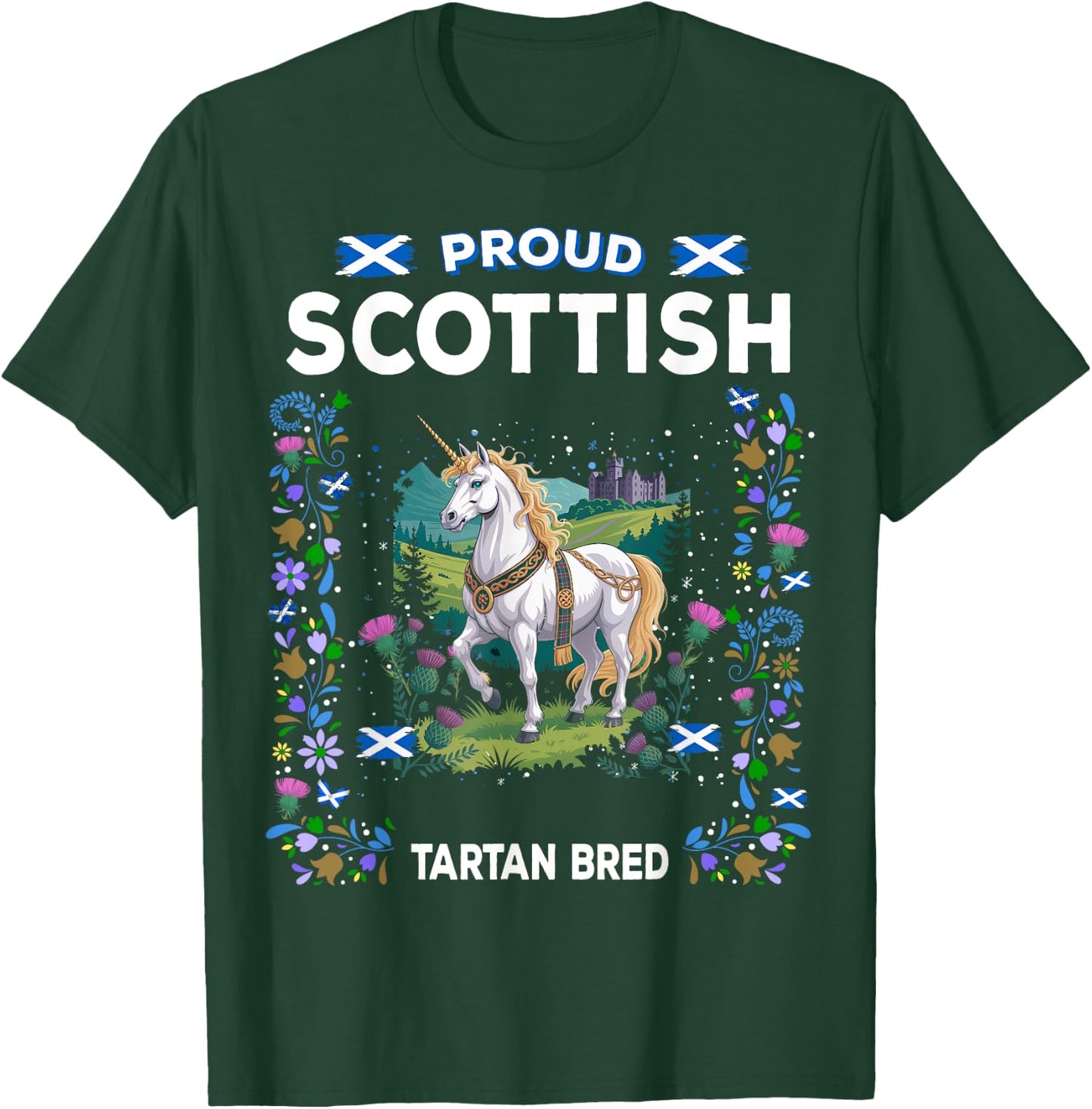 Scottish Unicorn Flag Costume Idea For Kids Scotland Unicorn T-Shirt - T-Shirt | Forest