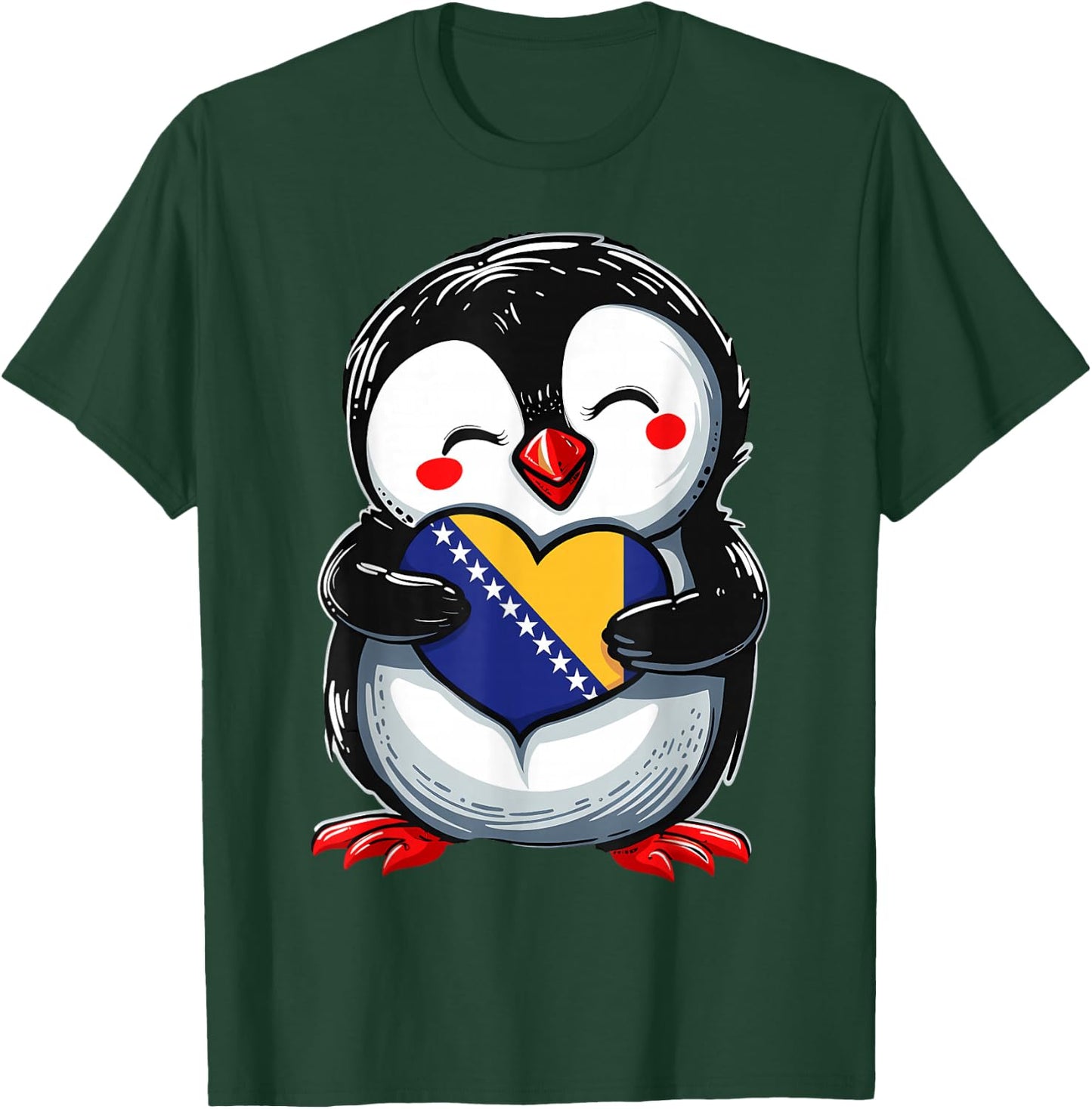 Bosnia and Herzegovina Roots Penguin Bosnian Flag T-Shirt - T-Shirt | Forest