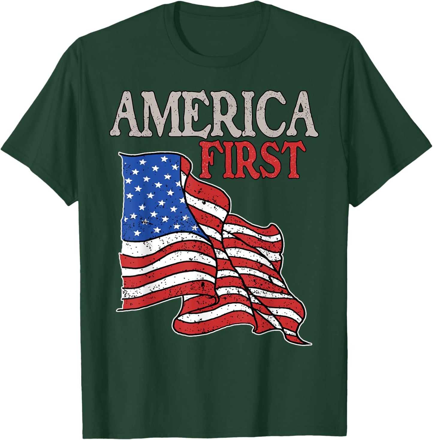 America first USA American patriot flag Memorial Day vintage T-Shirt - T-Shirt | Forest