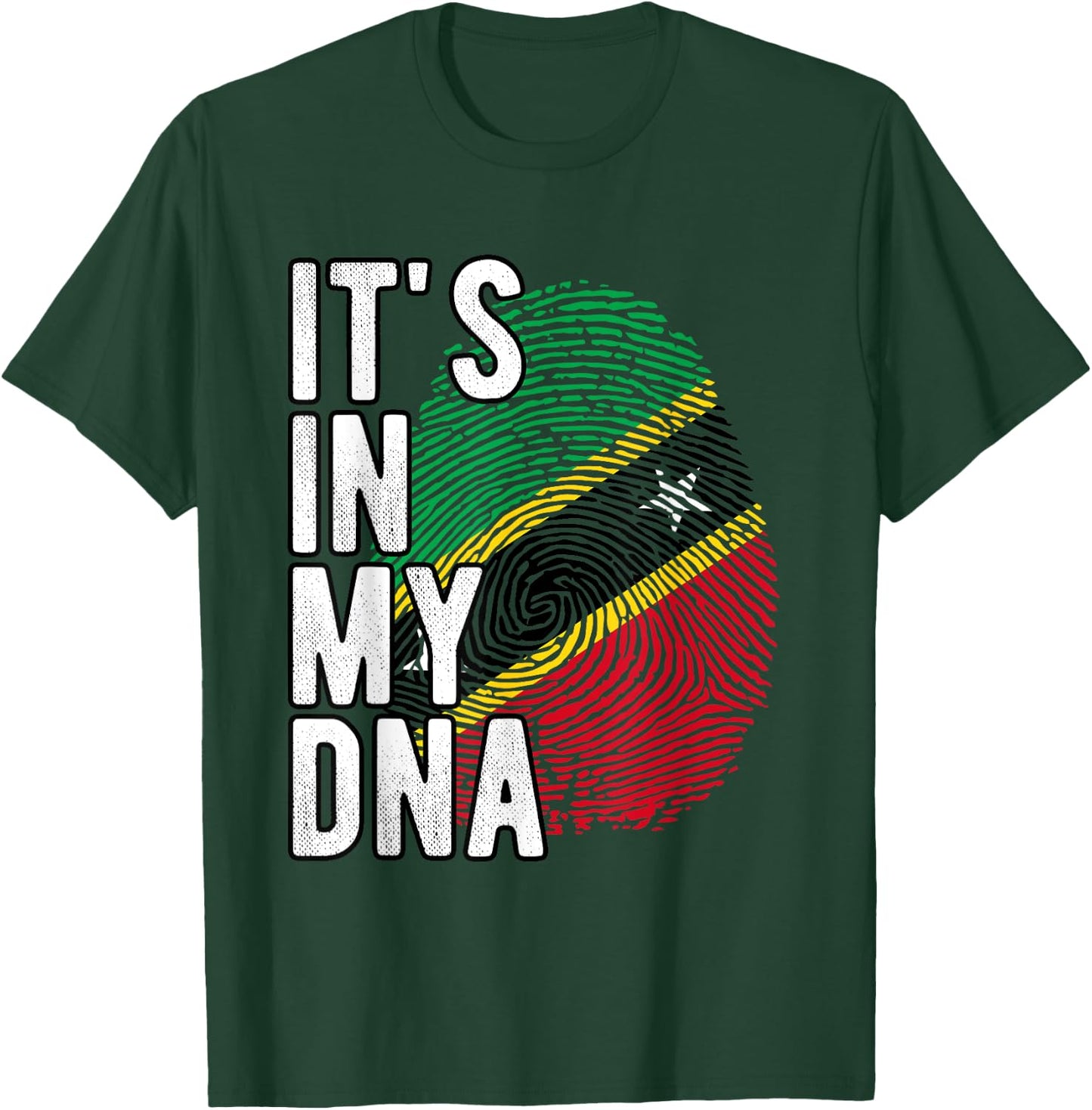 Funny it's in my DNA Saint Kitts and Nevis flag Fingerprint T-Shirt - T-Shirt | Forest