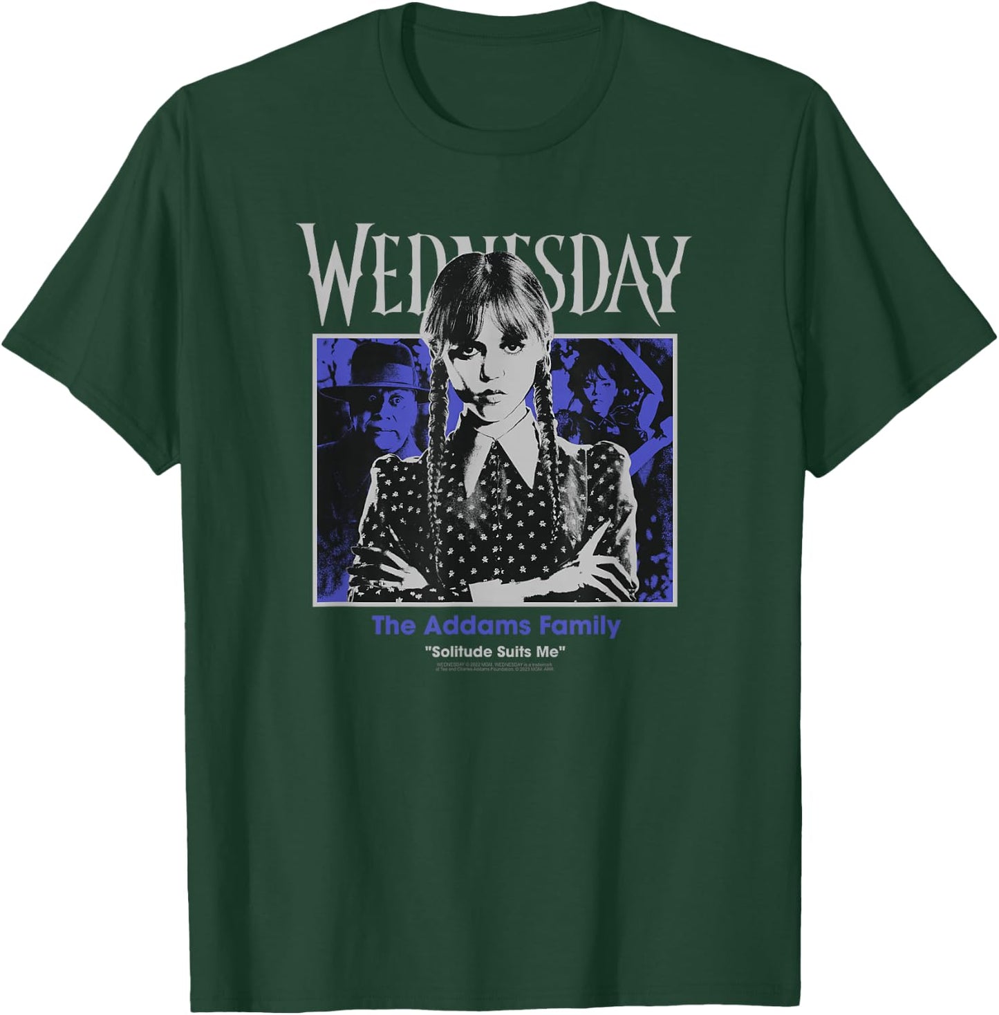 Wednesday The Addams Family Solitude Suits Me Retro Portrait T-Shirt - T-Shirt | Forest