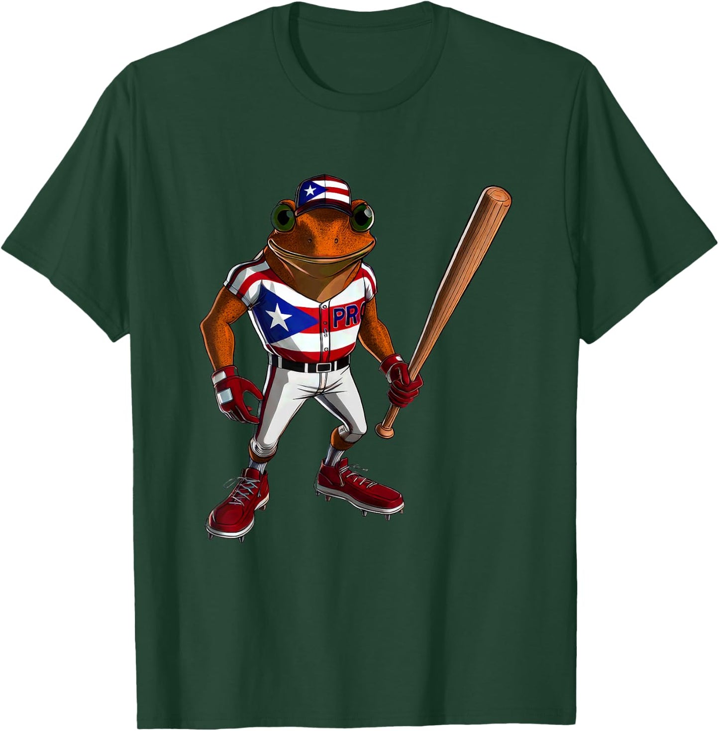 Puerto Rico Baseball Coqui Boricua Flag Bat Hat Pelota Cool T-Shirt - T-Shirt | Forest