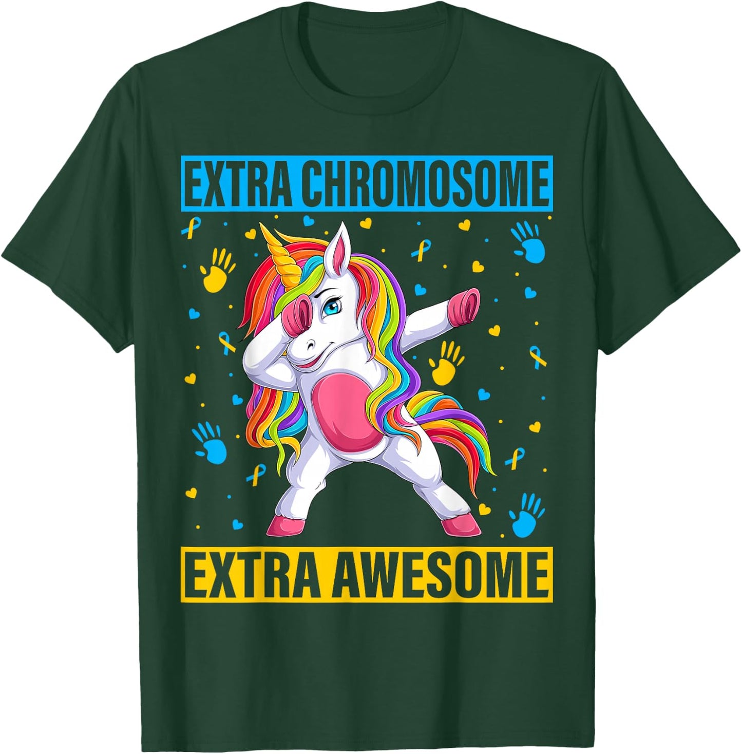 Unicorn Down Syndrome Awareness Awesome Extra Chromosome T-Shirt - T-Shirt | Forest