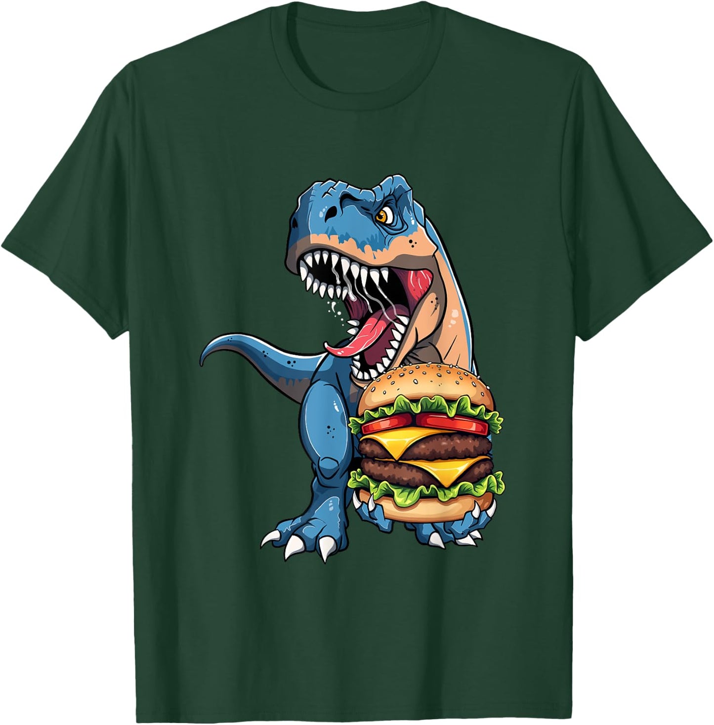 T Rex Dinosaur Cheeseburger Hamburger Kids Men Women T-Shirt - T-Shirt | Forest