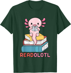 Readolotl Cute Read Axolotl Book Lover Librarian Bookworm T-Shirt - T-Shirt | Forest