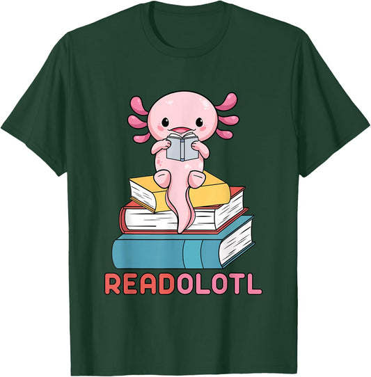 Readolotl Cute Read Axolotl Book Lover Librarian Bookworm T-Shirt - T-Shirt | Forest
