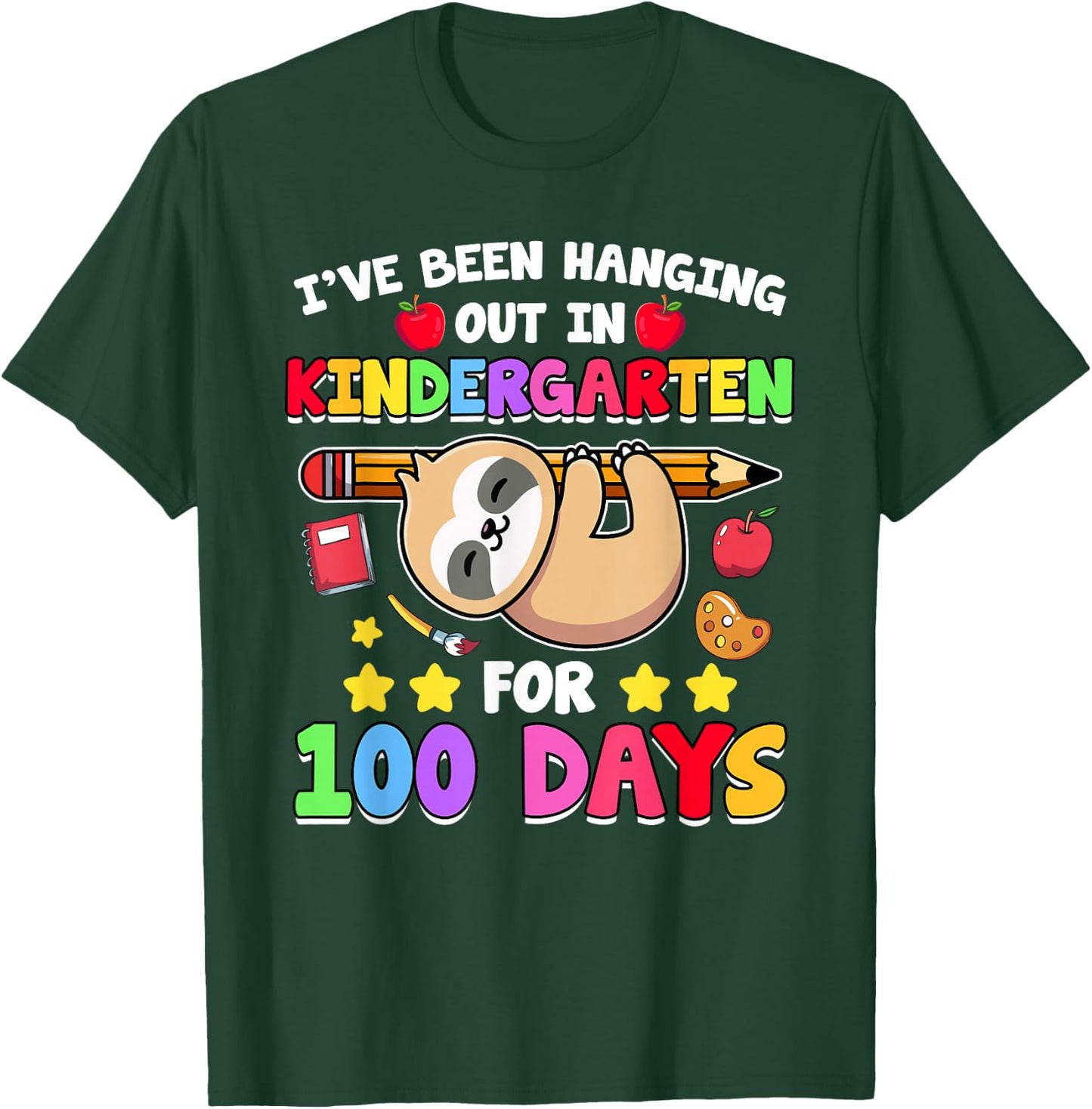 100th Day of School Sloth Shirt Kindergarten 100 Days School T-Shirt - T-Shirt | Forest