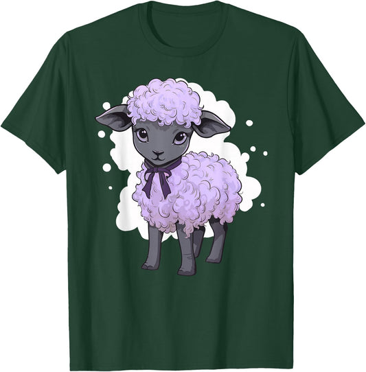 Lamb Lavender Pastel Cute Baby Sheep Kawaii Purple Aesthetic T-Shirt - T-Shirt | Forest