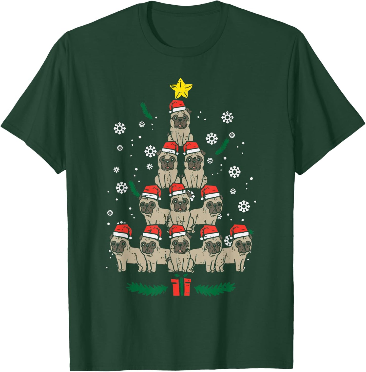 Pug Christmas Tree Dog Xmas PJs Pajamas Men Women Kids T-Shirt - T-Shirt | Forest