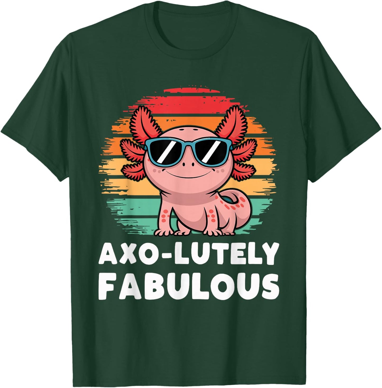 Kids Black Cartoon Axolotl T-Shirt - T-Shirt | Forest