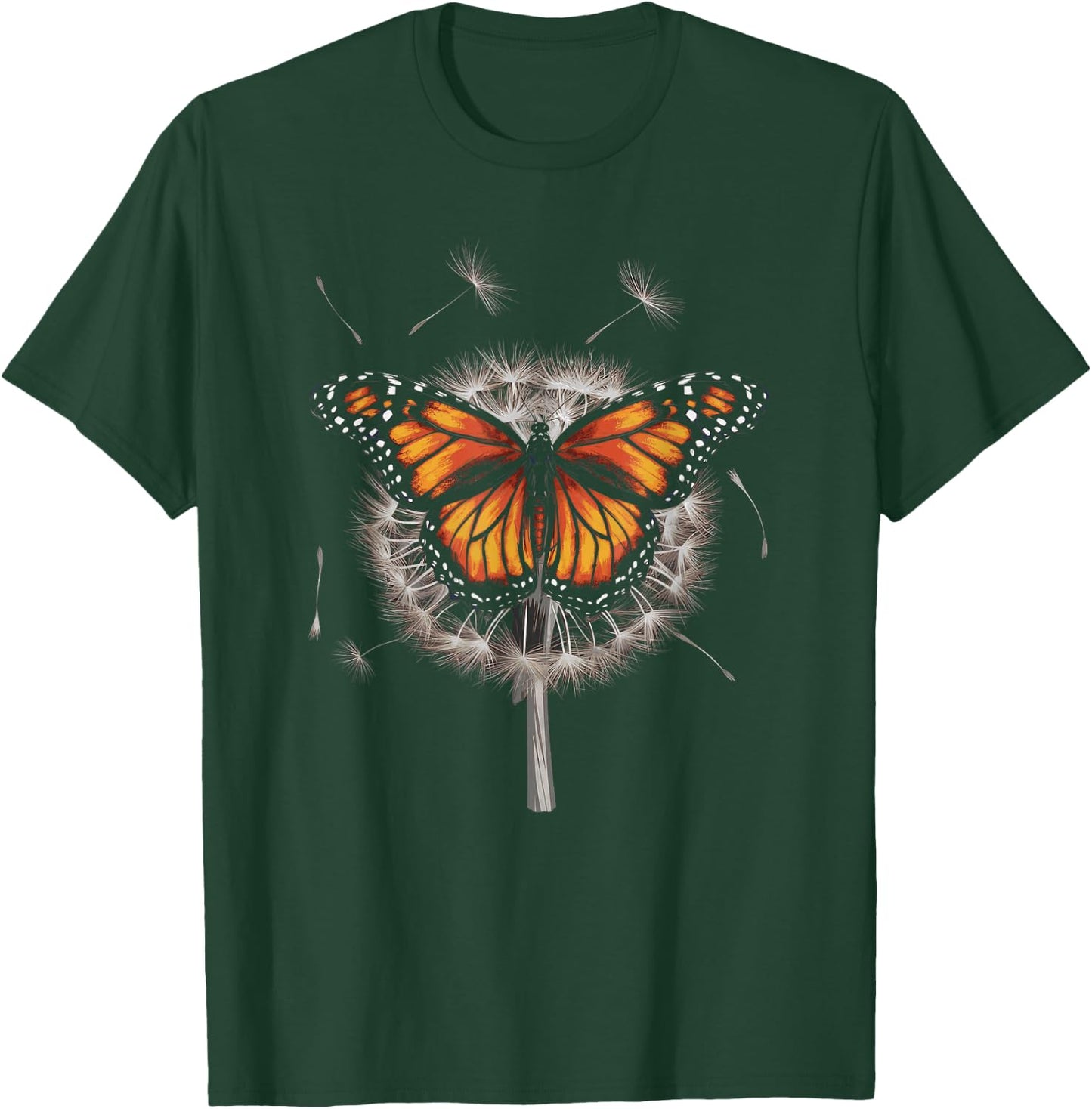 Monarch Butterfly With Dandelion T-Shirt - T-Shirt | Forest